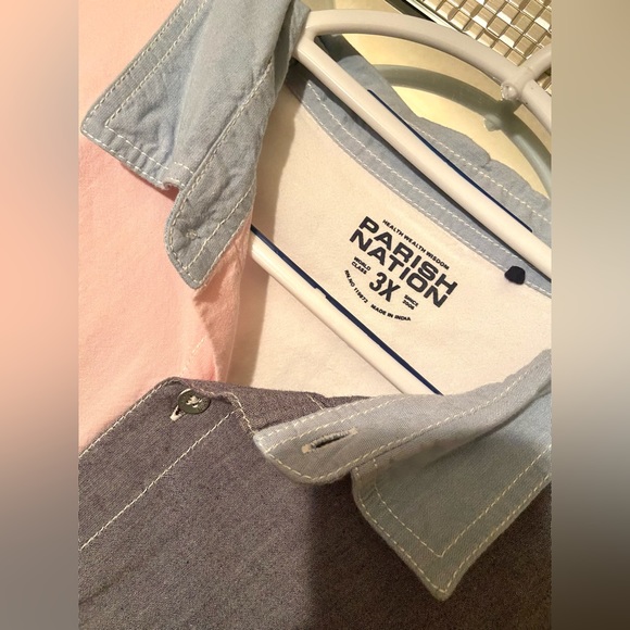 parish nation long sleeve shirt- 3xl dark grey, pink, white and light blue - Picture 3 of 4